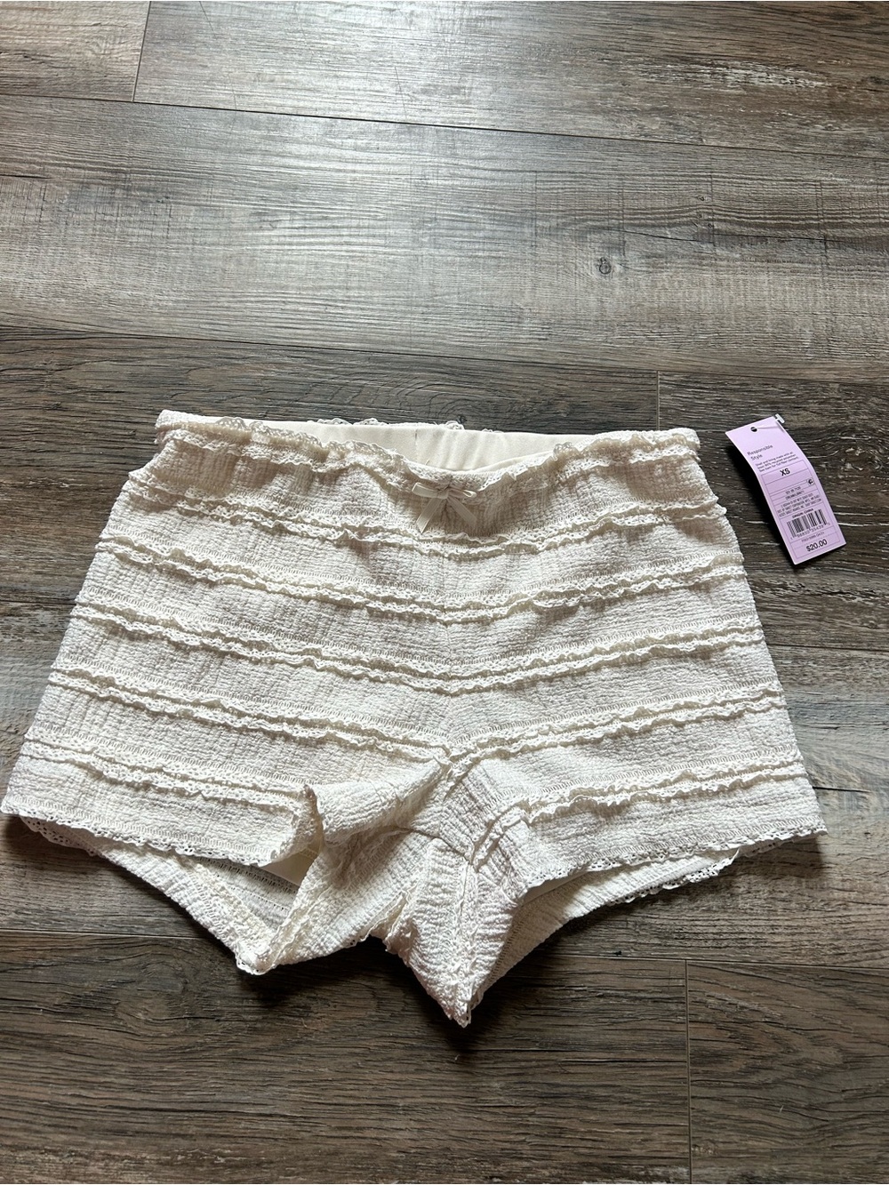 wild fable Cream Lace-Trim High Waist Shorts